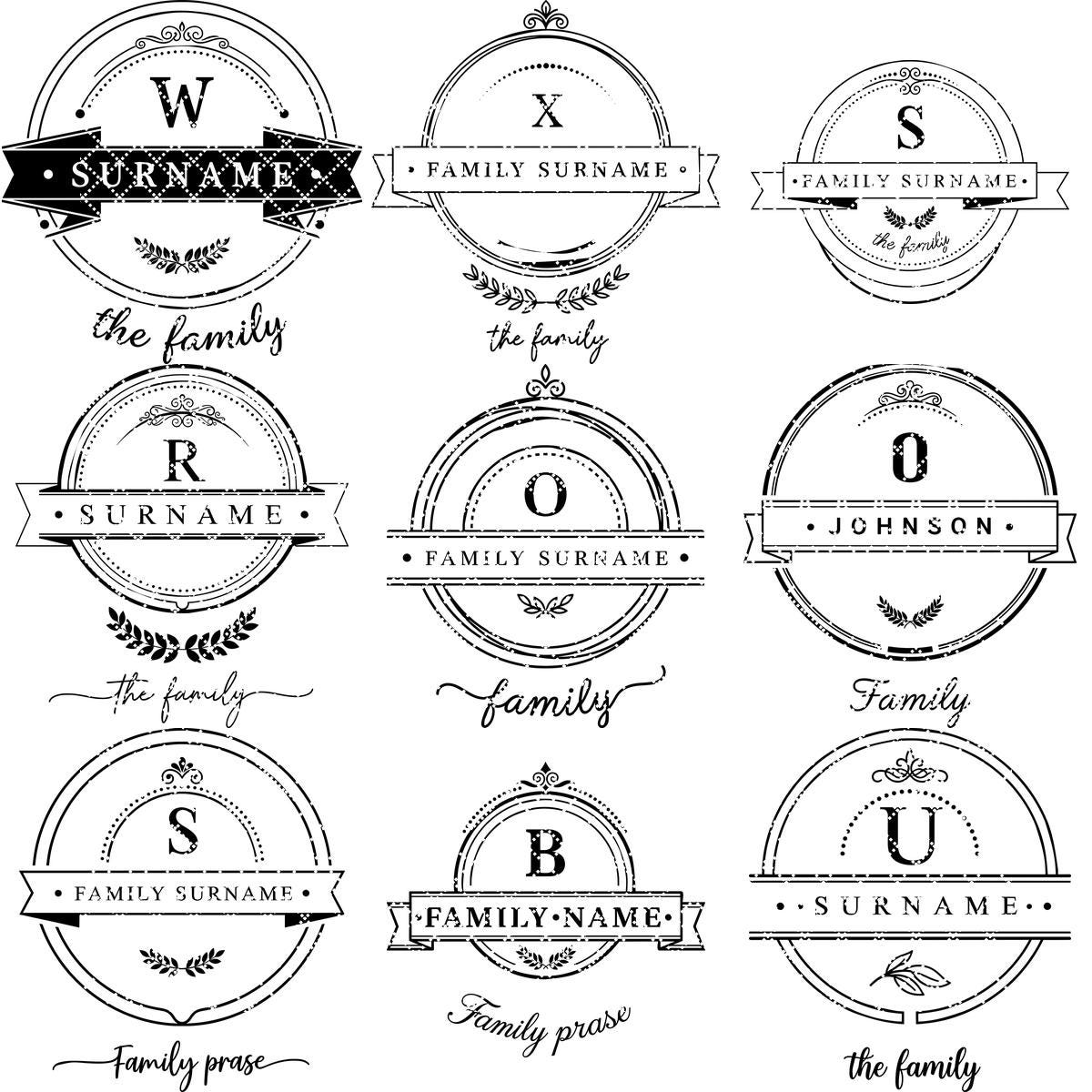 Family Crest Monogram Engraving File for Personalized Charcuterie Boards and Gifts