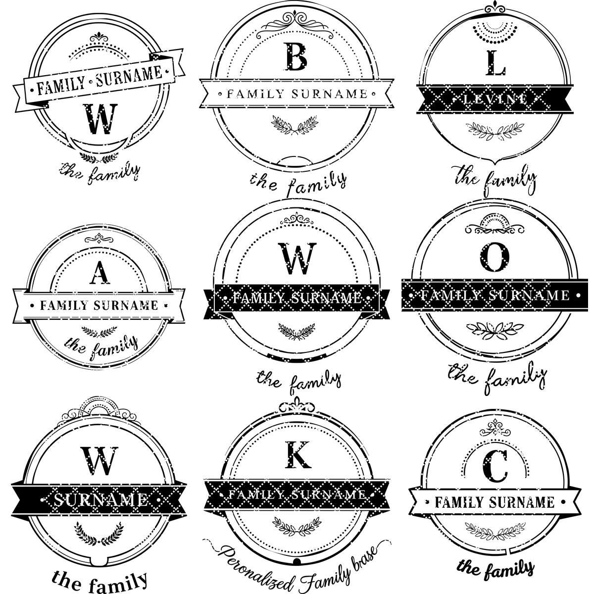 Family Crest Monogram Engraving File for Personalized Charcuterie Boards and Gifts