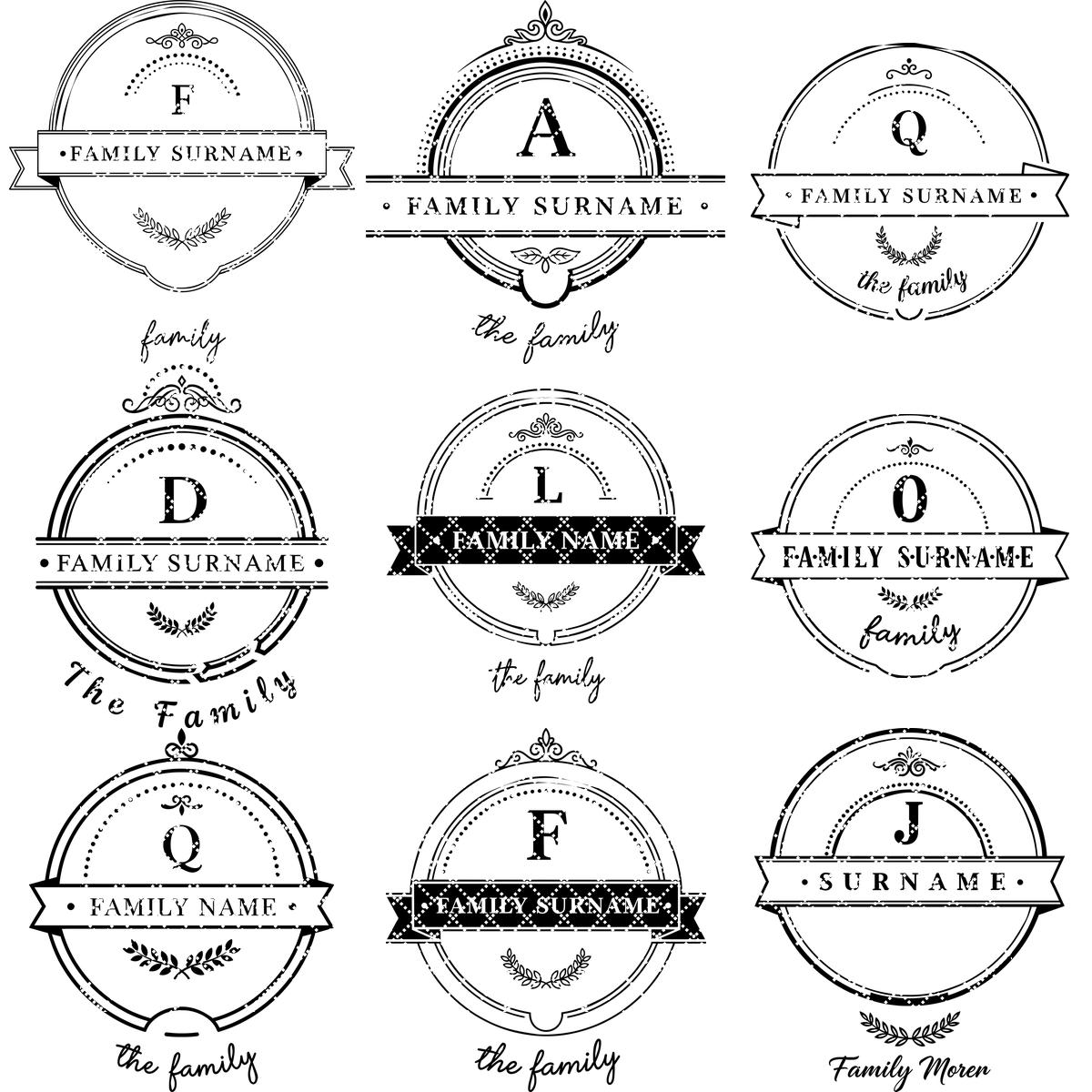 Family Crest Monogram Engraving File for Personalized Charcuterie Boards and Gifts