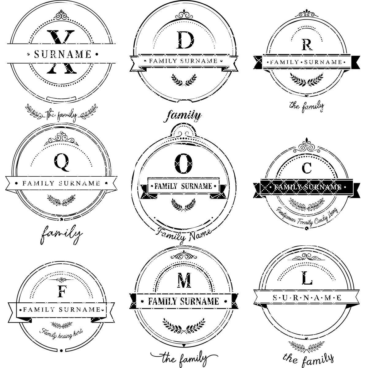 Family Crest Monogram Engraving File for Personalized Charcuterie Boards and Gifts