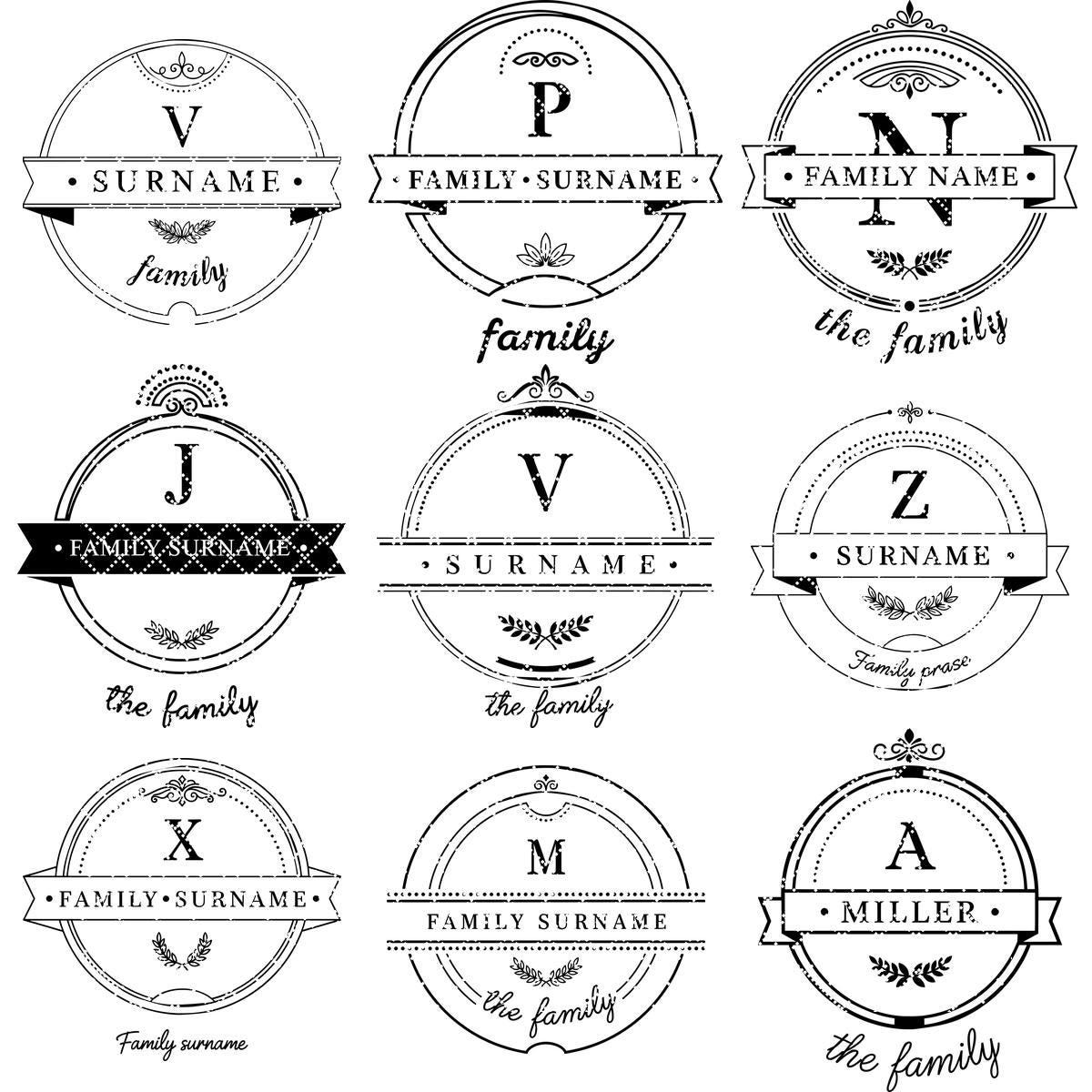 Family Crest Monogram Engraving File for Personalized Charcuterie Boards and Gifts