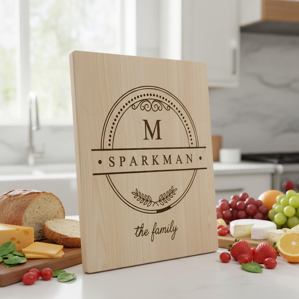 Family Crest Monogram Engraving File for Personalized Charcuterie Boards and Gifts