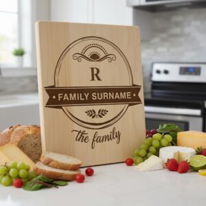 Family Crest Monogram Engraving File for Personalized Charcuterie Boards and Gifts