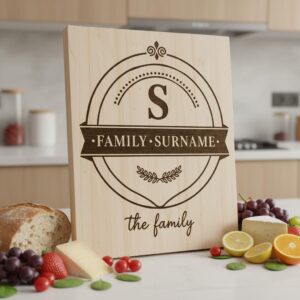 Family Crest Monogram Engraving File for Personalized Charcuterie Boards and Gifts