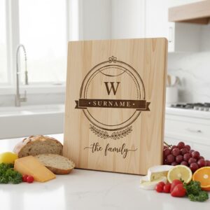 Family Crest Monogram Engraving File for Personalized Charcuterie Boards and Gifts