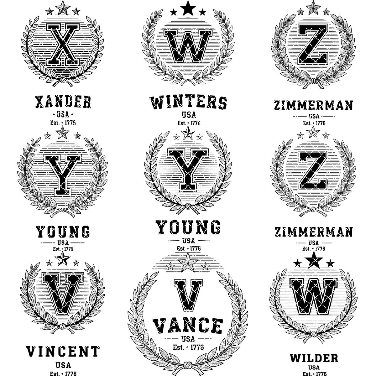 Alphabet monogramme pour écusson de nom de famille, fichier de gravure laser pour planches à charcuterie – Image 10