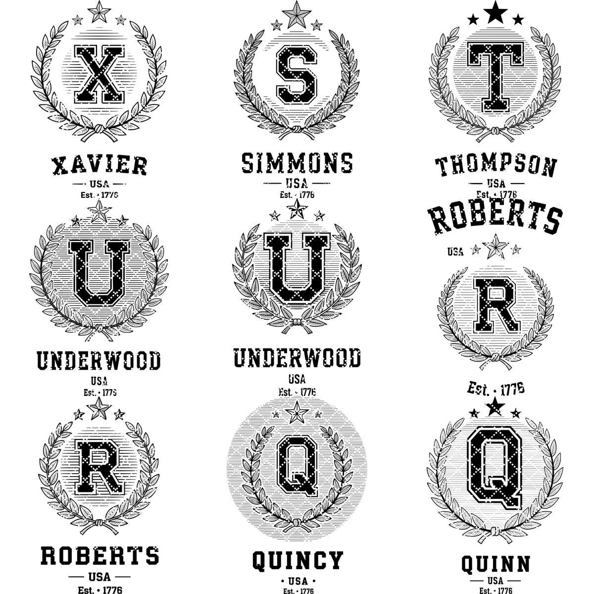 Alphabet monogramme pour écusson de nom de famille, fichier de gravure laser pour planches à charcuterie – Image 11