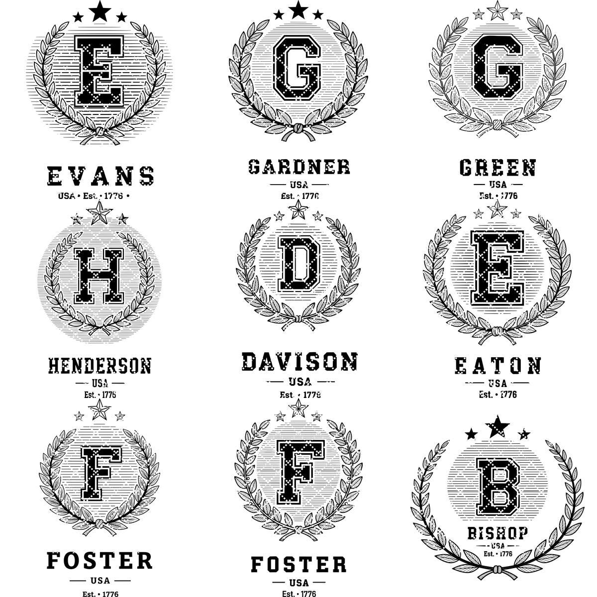 Alphabet monogramme pour écusson de nom de famille, fichier de gravure laser pour planches à charcuterie – Image 14