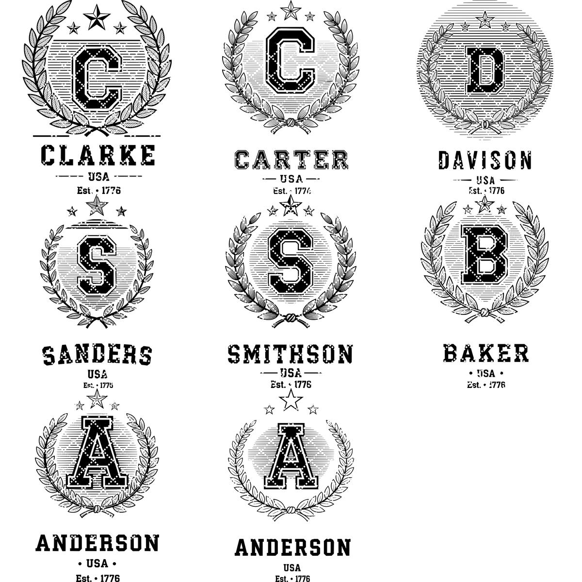 Alphabet monogramme pour écusson de nom de famille, fichier de gravure laser pour planches à charcuterie – Image 15