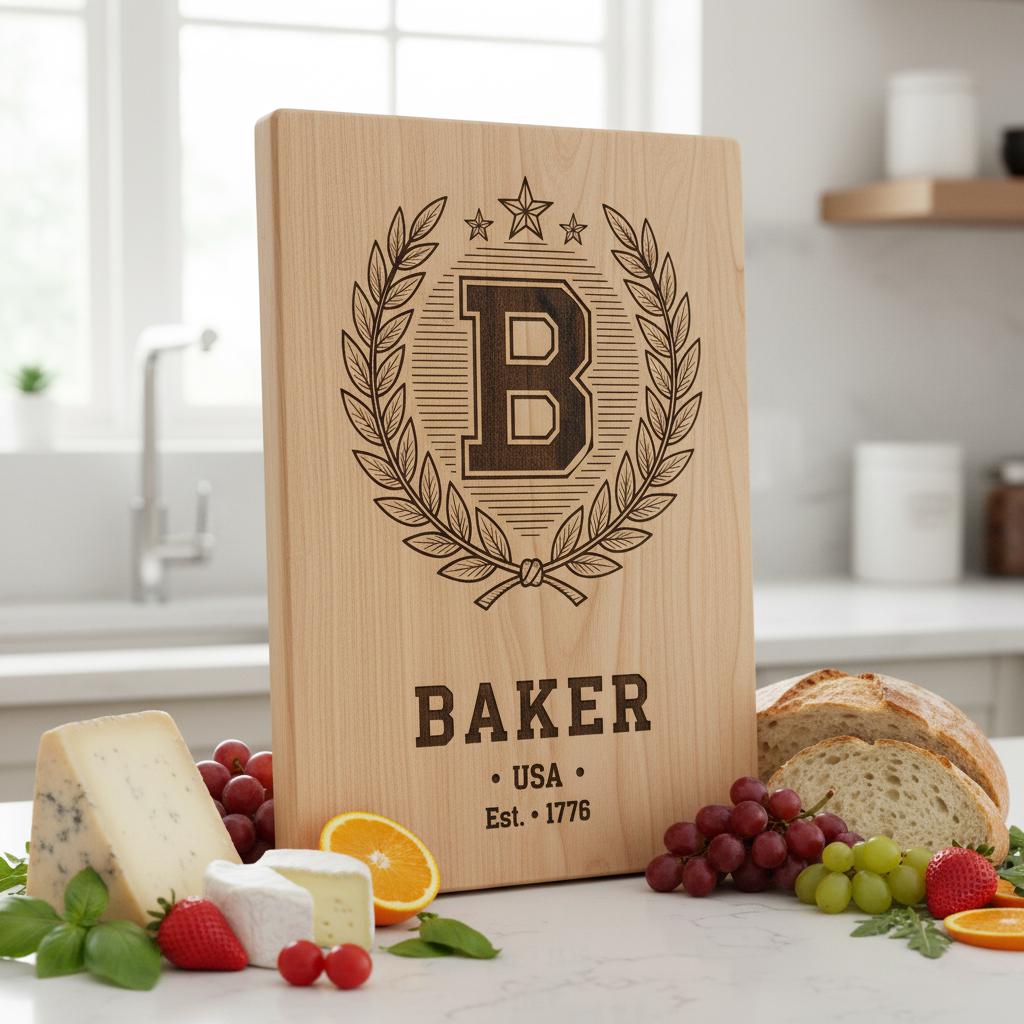 Alphabet monogramme pour écusson de nom de famille, fichier de gravure laser pour planches à charcuterie – Image 2