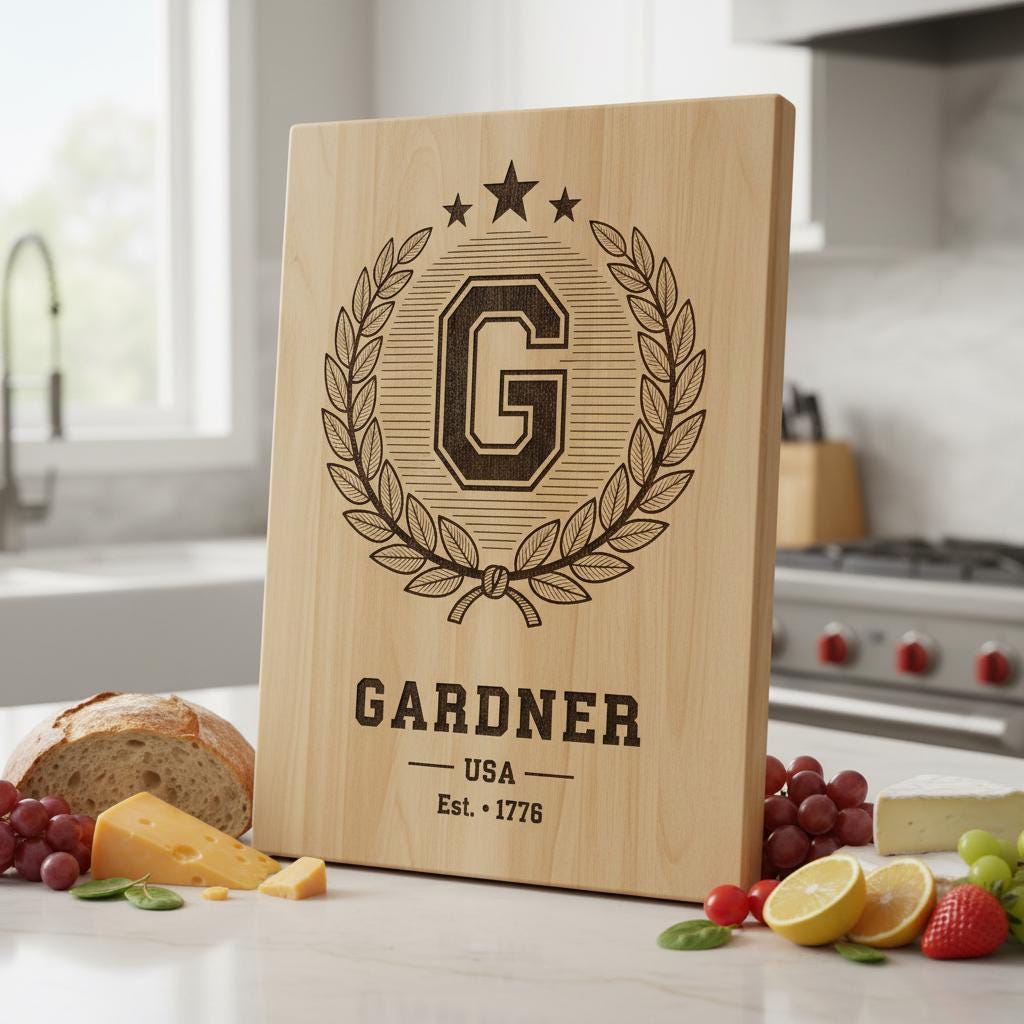 Alphabet monogramme pour écusson de nom de famille, fichier de gravure laser pour planches à charcuterie – Image 4