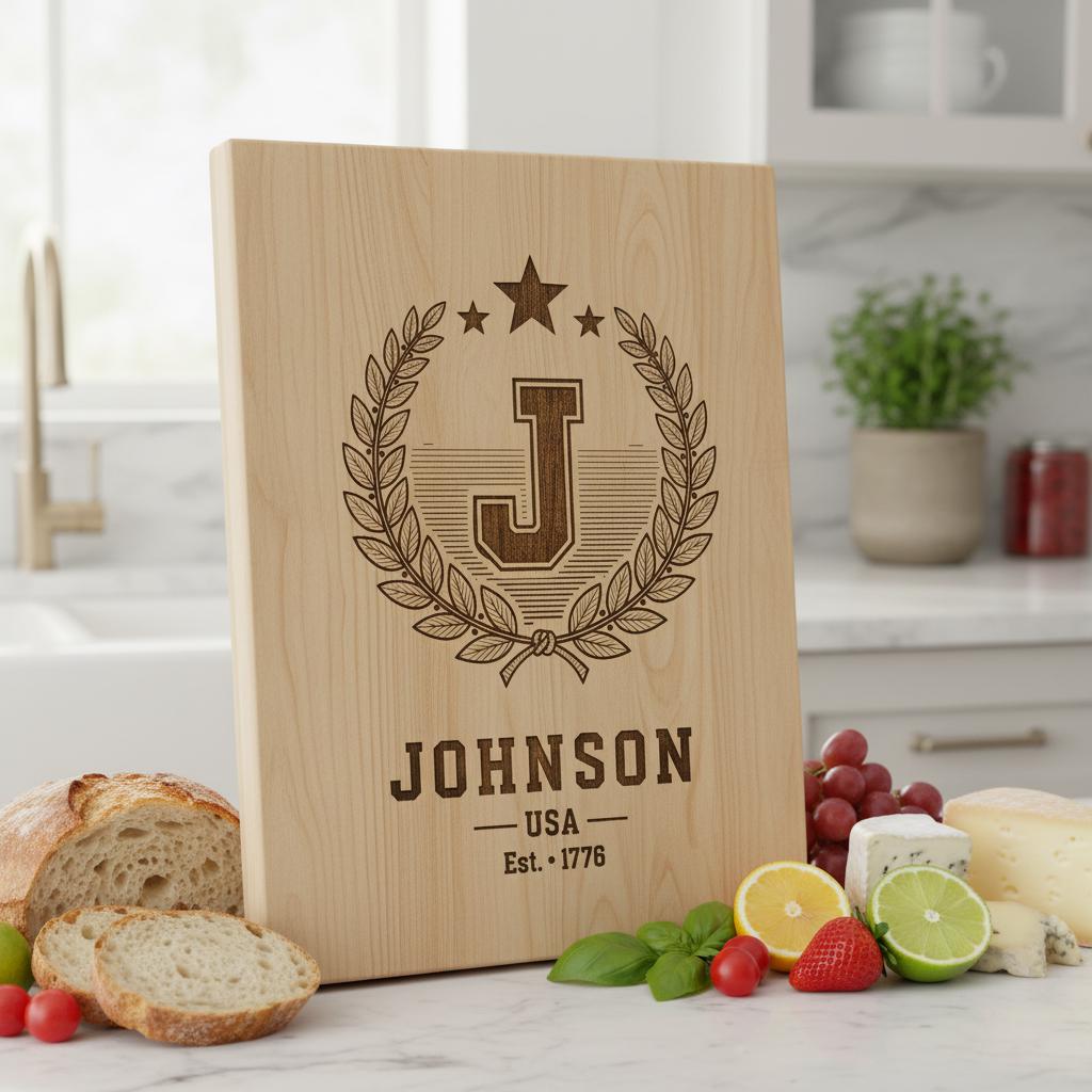 Alphabet monogramme pour écusson de nom de famille, fichier de gravure laser pour planches à charcuterie – Image 5