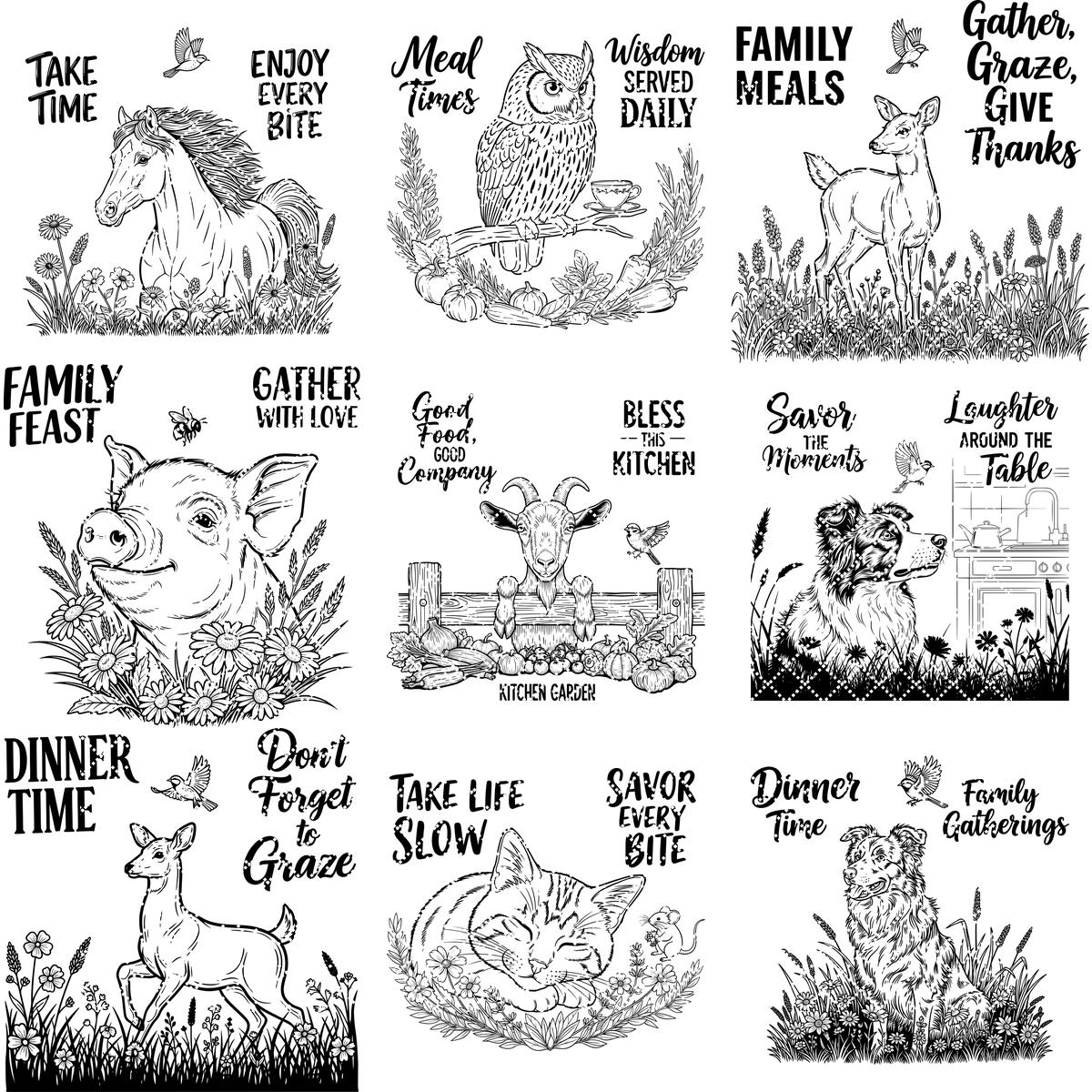 Farmhouse Animal Charcuterie Bundle, 20 Whimsical Engraving Files for Fall Gatherings