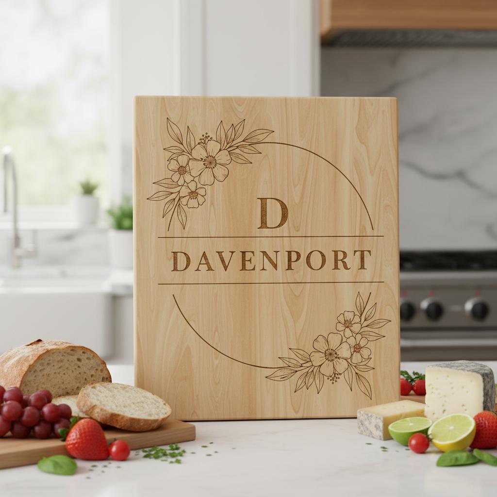 Florale Monogramm Gravurdatei, 52 Alphabet Designs für Charcuterie Board Geschenke – Bild 3