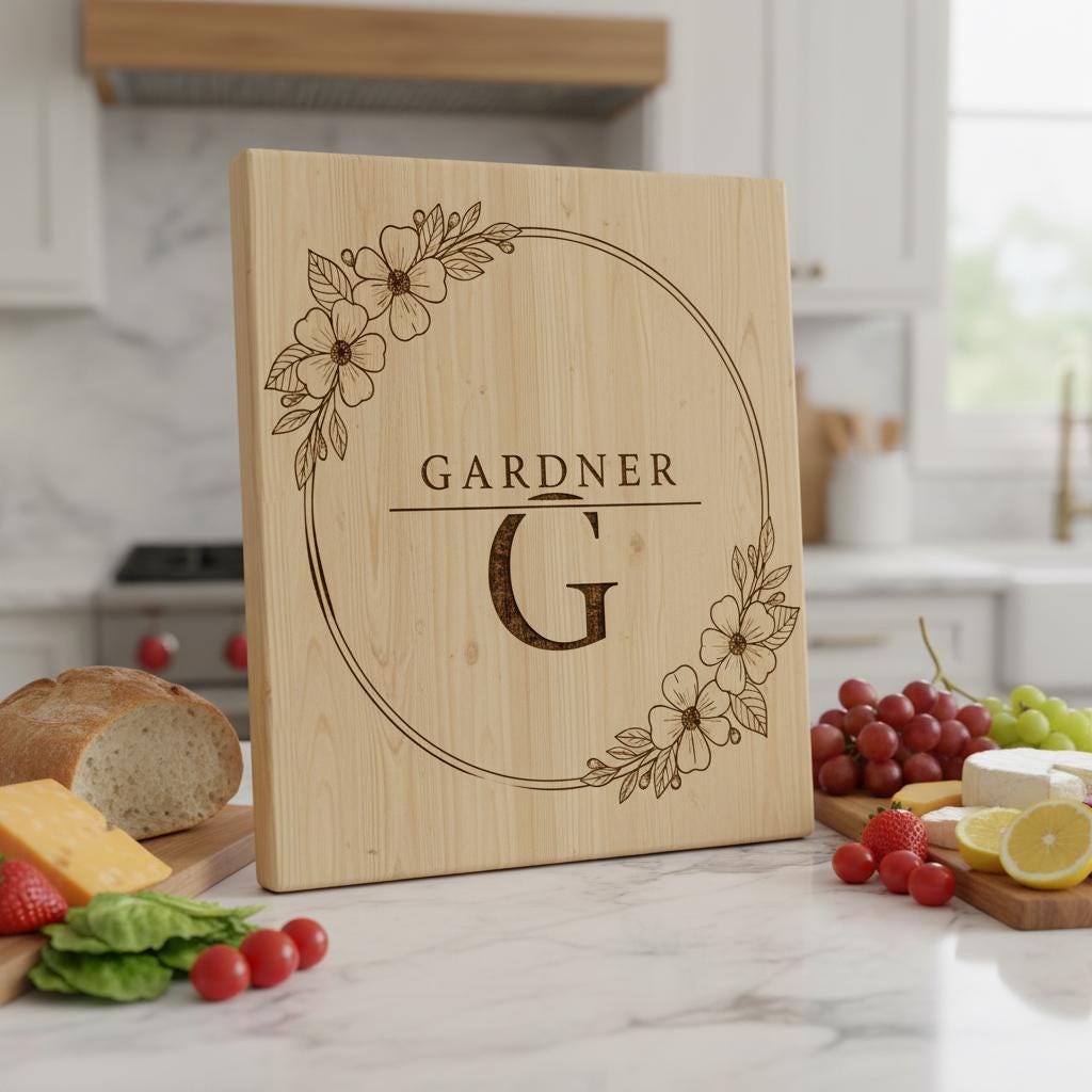 Florale Monogramm Gravurdatei, 52 Alphabet Designs für Charcuterie Board Geschenke – Bild 4
