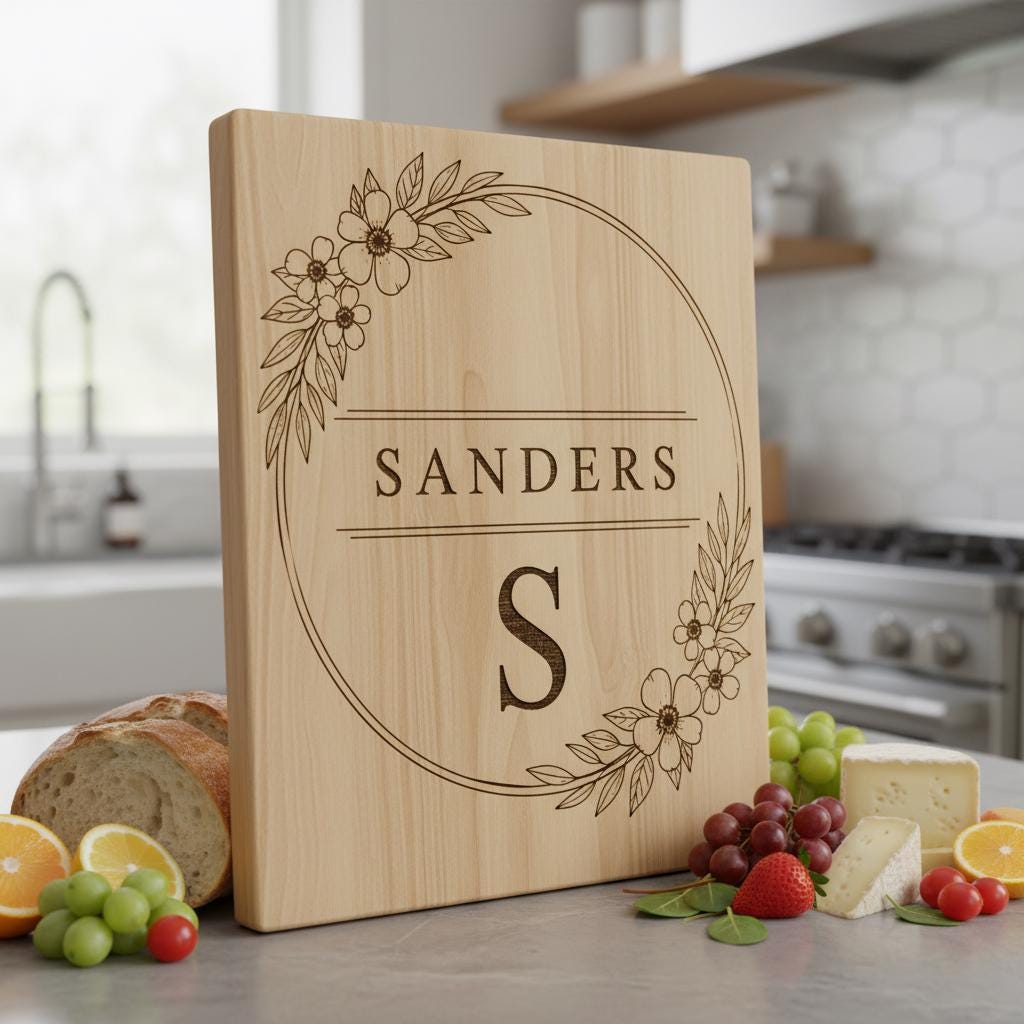 Florale Monogramm Gravurdatei, 52 Alphabet Designs für Charcuterie Board Geschenke – Bild 8