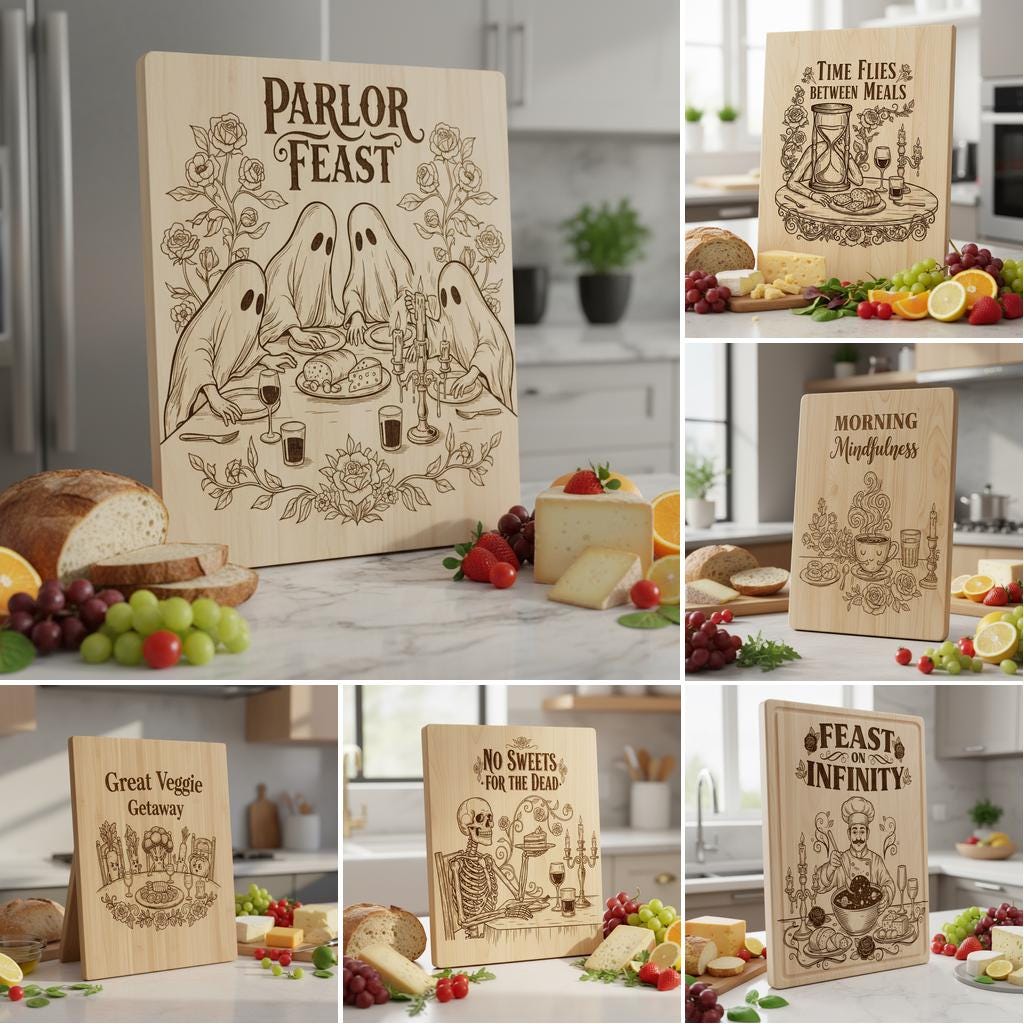 Funny Charcuterie Board Designs, Whimsical Vegetable Engraving, Humorous Kitchen Decor