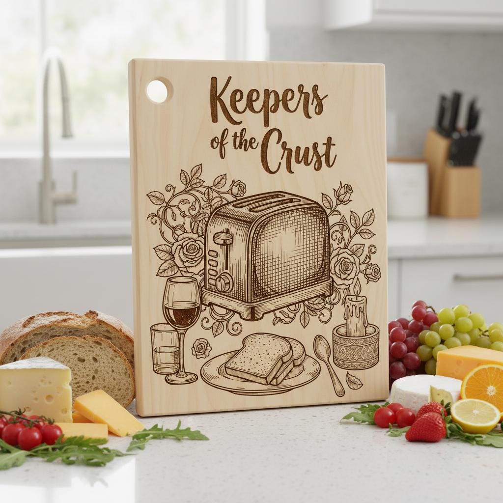 Diseños divertidos de tablas de embutidos, grabado caprichoso de verduras, decoración de cocina humorística. - Imagen 2