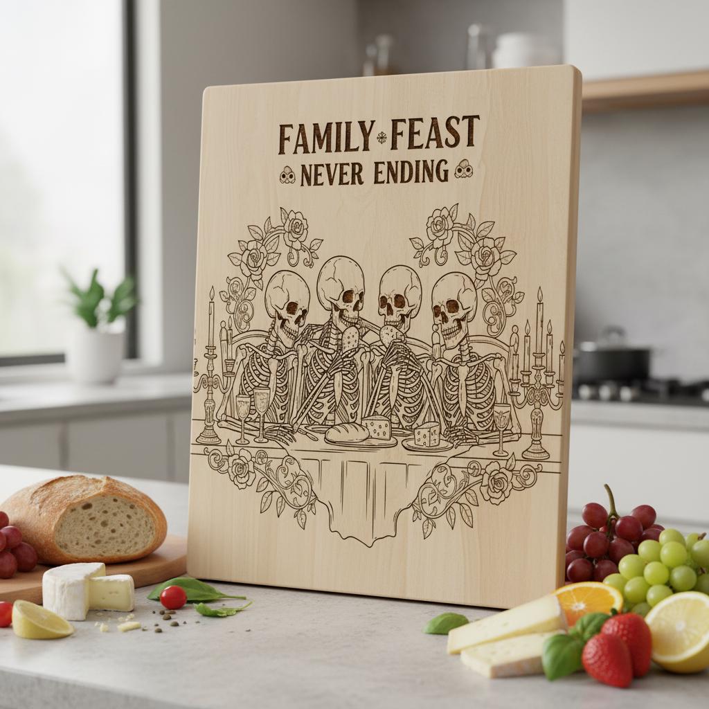Diseños divertidos de tablas de embutidos, grabado caprichoso de verduras, decoración de cocina humorística. - Imagen 6
