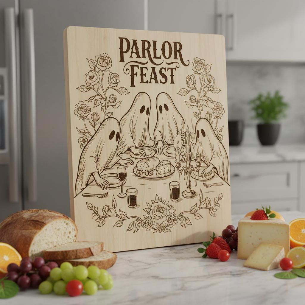 Diseños divertidos de tablas de embutidos, grabado caprichoso de verduras, decoración de cocina humorística. - Imagen 9