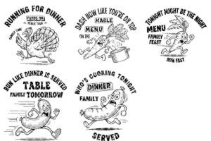 Funny Kitchen Engraving Bundle, Charcuterie Board Designs, Vintage Cartoon Humor