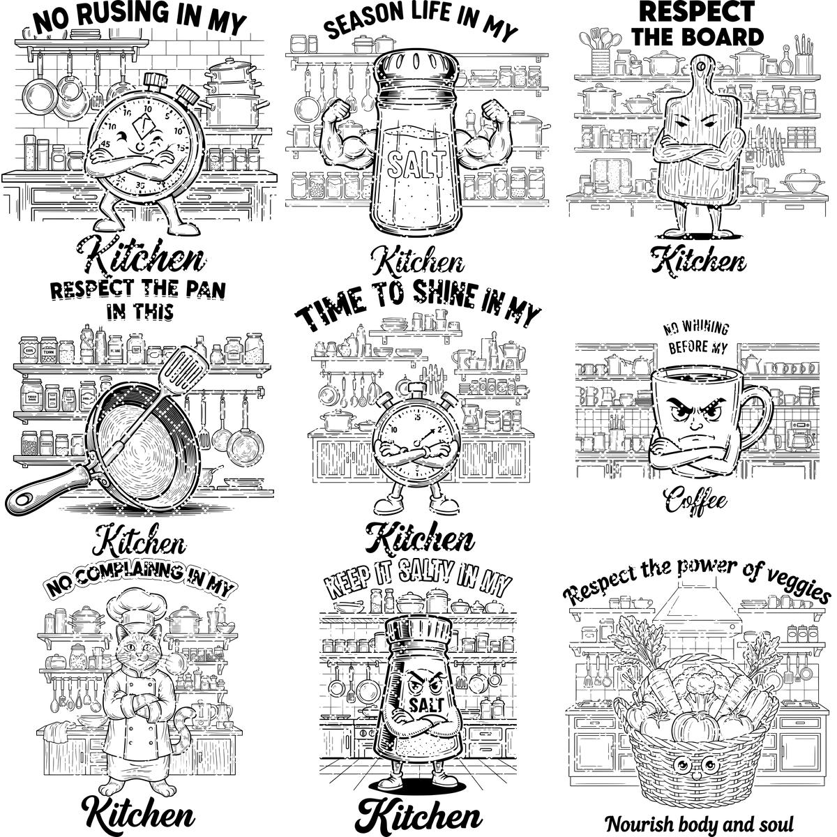 Funny Vintage Kitchen Laser Engraving File, Charcuterie Board Design Bundle