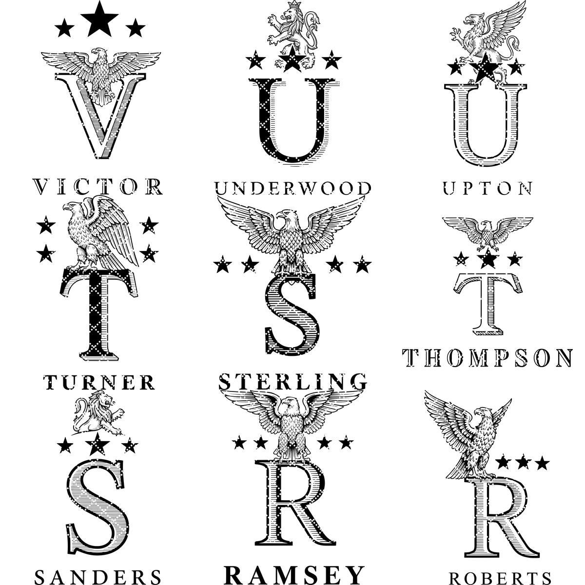 Heraldik Monogramm Alphabet Gravur Designs, Löwenwappen Familienname Dekor – Bild 11