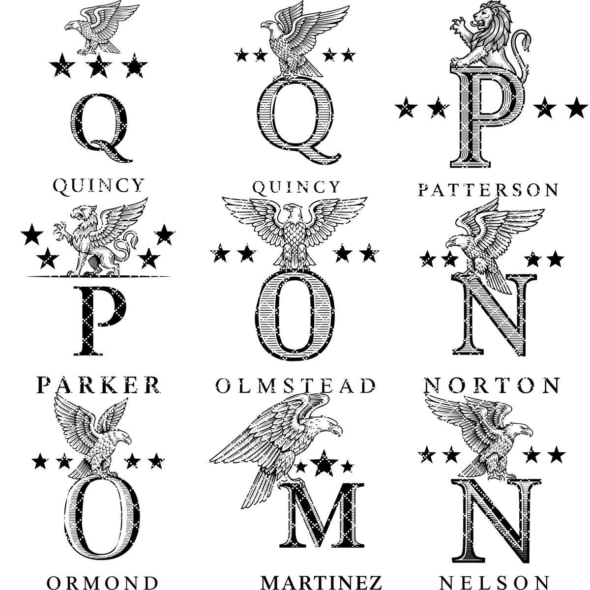 Heraldik Monogramm Alphabet Gravur Designs, Löwenwappen Familienname Dekor – Bild 12