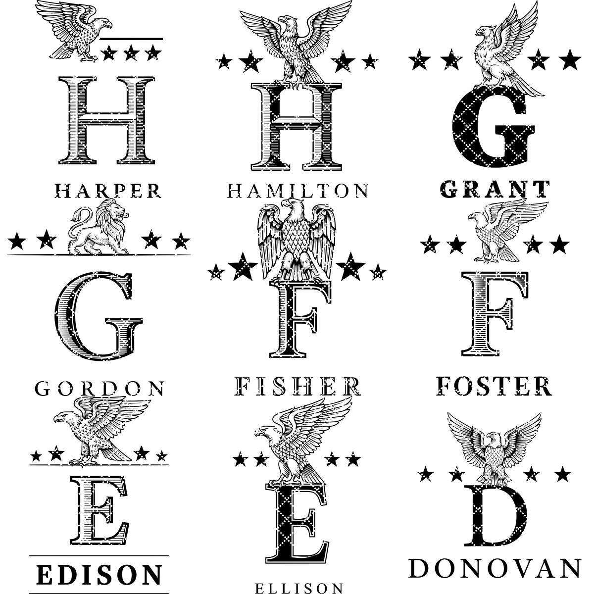 Heraldik Monogramm Alphabet Gravur Designs, Löwenwappen Familienname Dekor – Bild 14