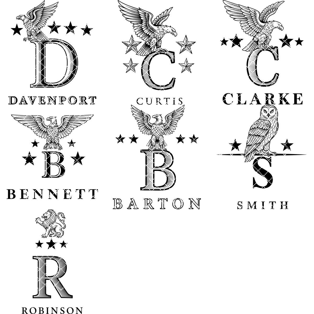 Heraldik Monogramm Alphabet Gravur Designs, Löwenwappen Familienname Dekor – Bild 15