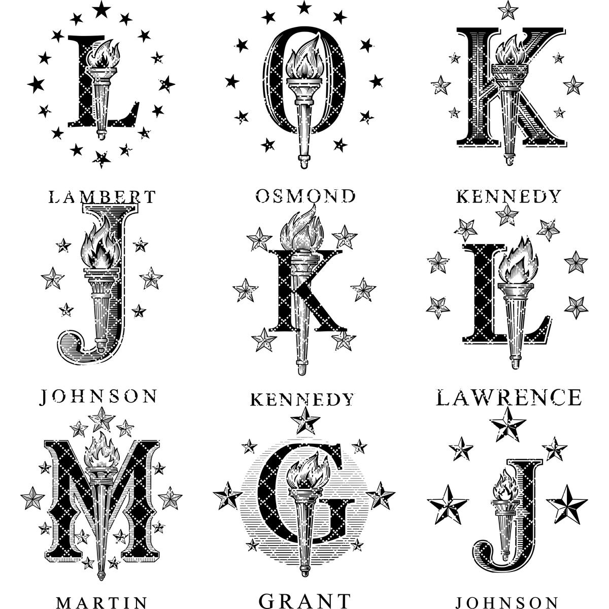 Set di alfabeti per incisione laser, design monogramma per taglieri da salumi con nome di famiglia - immagine 13