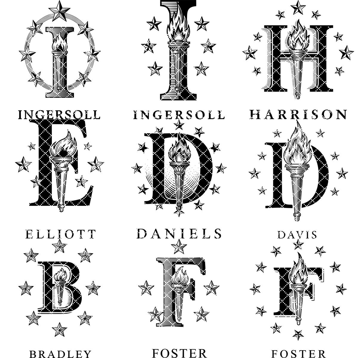 Set di alfabeti per incisione laser, design monogramma per taglieri da salumi con nome di famiglia - immagine 14