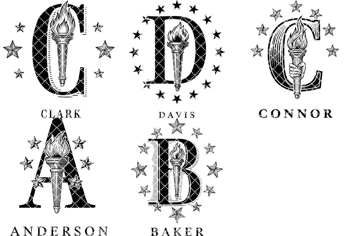 Set di alfabeti per incisione laser, design monogramma per taglieri da salumi con nome di famiglia - immagine 16