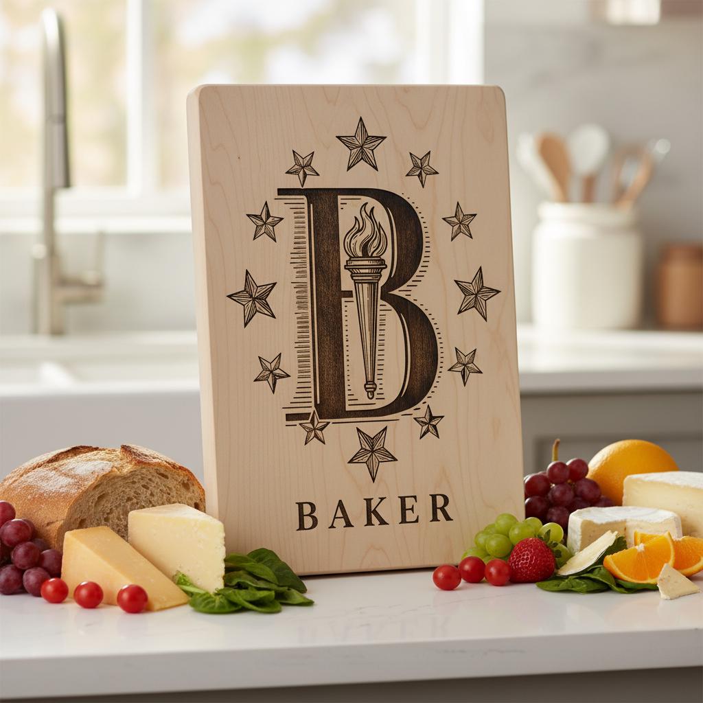 Set di alfabeti per incisione laser, design monogramma per taglieri da salumi con nome di famiglia - immagine 2