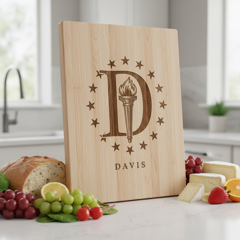 Set di alfabeti per incisione laser, design monogramma per taglieri da salumi con nome di famiglia - immagine 3