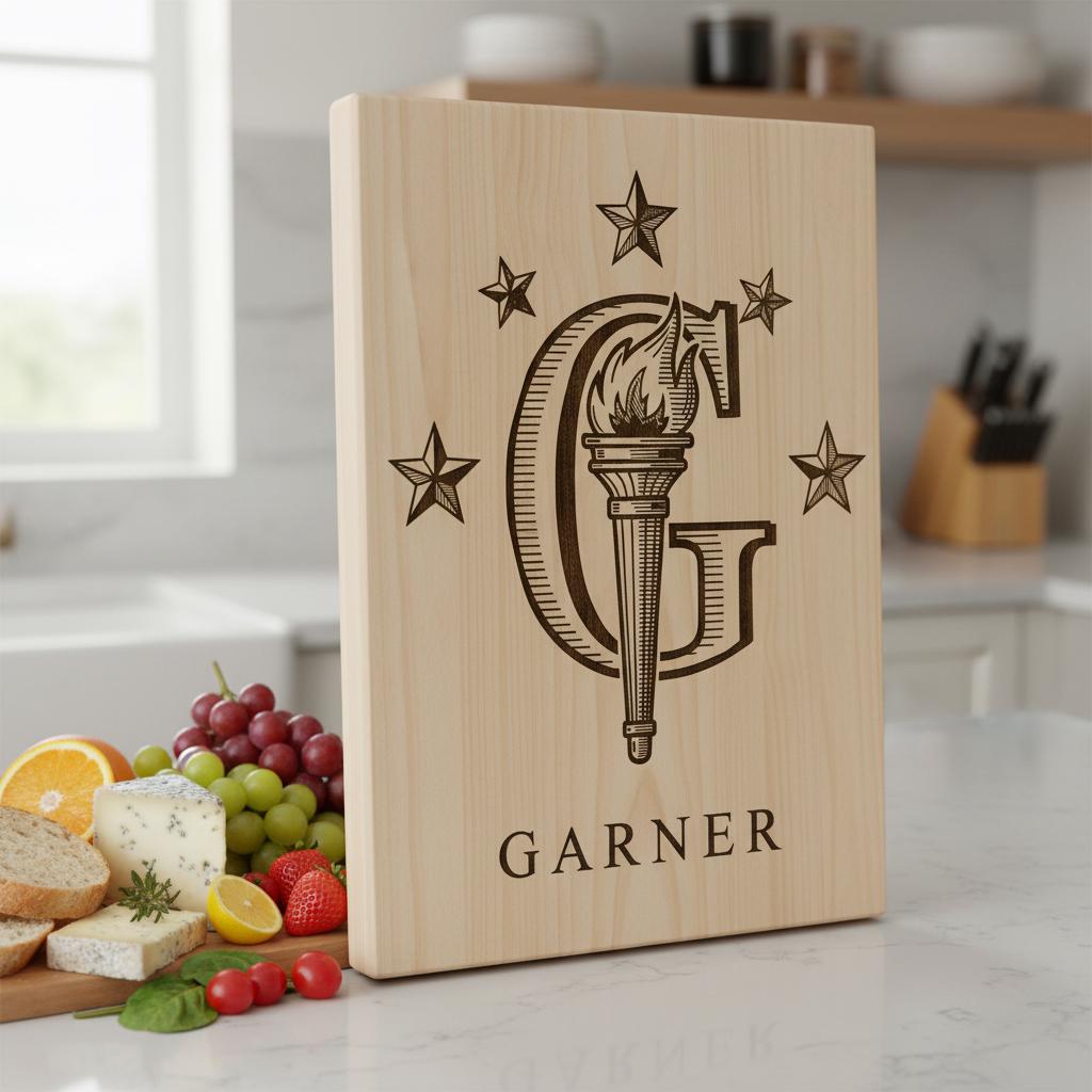 Set di alfabeti per incisione laser, design monogramma per taglieri da salumi con nome di famiglia - immagine 4