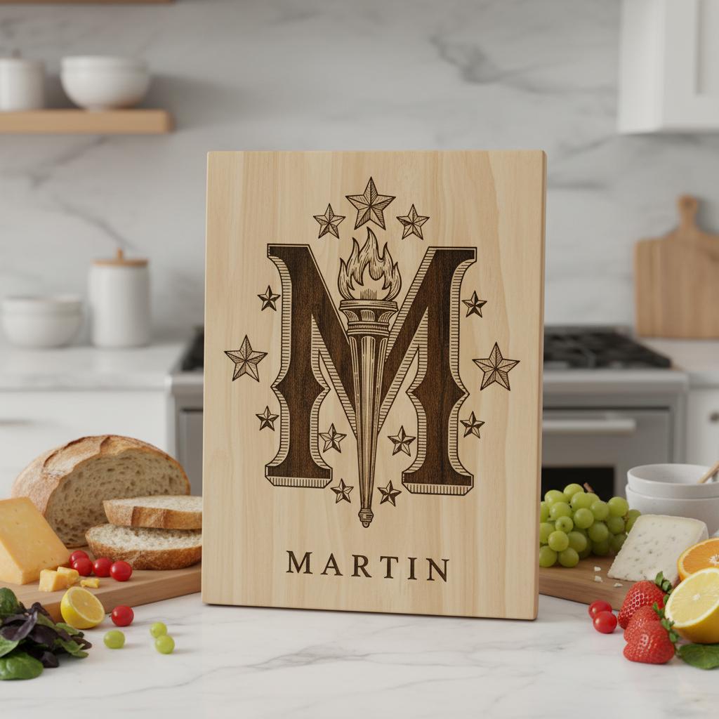 Set di alfabeti per incisione laser, design monogramma per taglieri da salumi con nome di famiglia - immagine 6