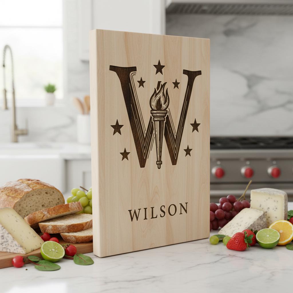 Set di alfabeti per incisione laser, design monogramma per taglieri da salumi con nome di famiglia - immagine 9