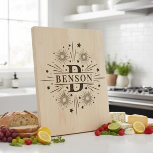 Laser Engraving Alphabet Designs for Personalized Charcuterie Boards Family Names