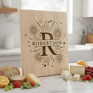 Laser Engraving Alphabet Designs for Personalized Charcuterie Boards Family Names