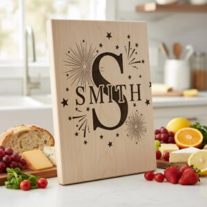 Laser Engraving Alphabet Designs for Personalized Charcuterie Boards Family Names
