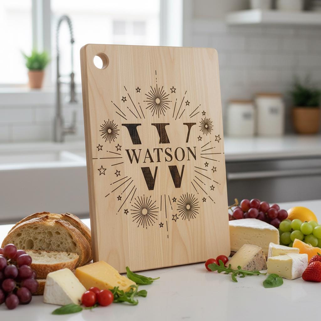 Laser Engraving Alphabet Designs for Personalized Charcuterie Boards Family Names