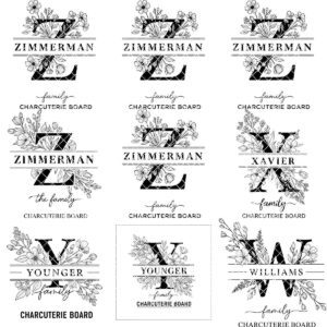 Laser Engraving File Alphabet, Family Monogram Design for Charcuterie Board Engraving