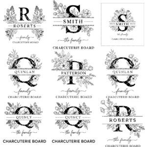 Laser Engraving File Alphabet, Family Monogram Design for Charcuterie Board Engraving