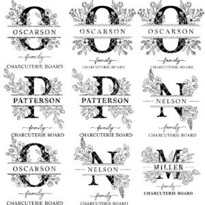 Laser Engraving File Alphabet, Family Monogram Design for Charcuterie Board Engraving