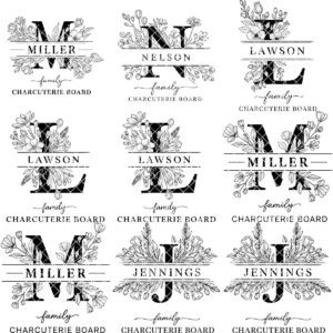 Laser Engraving File Alphabet, Family Monogram Design for Charcuterie Board Engraving