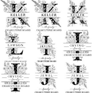 Laser Engraving File Alphabet, Family Monogram Design for Charcuterie Board Engraving