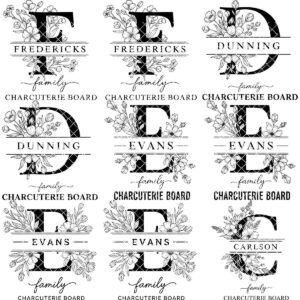 Laser Engraving File Alphabet, Family Monogram Design for Charcuterie Board Engraving