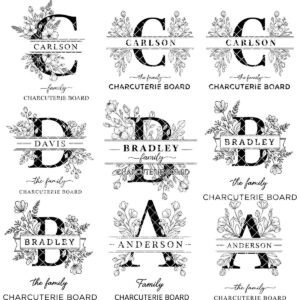 Laser Engraving File Alphabet, Family Monogram Design for Charcuterie Board Engraving