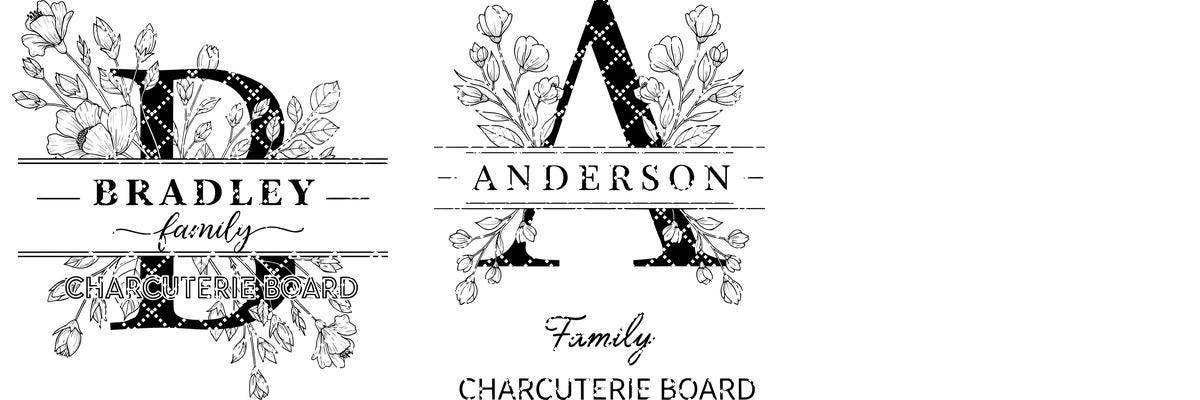 Laser Engraving File Alphabet, Family Monogram Design for Charcuterie Board Engraving